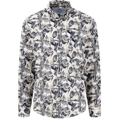 Fynch-Hatton Overhemd Summer Linnen Leaves Pattern Button-Down Zand / male