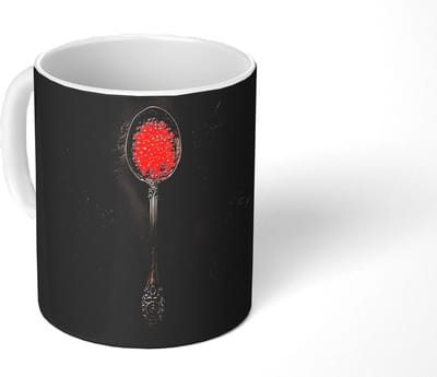 Mok - Koffiemok - Zwart - Lepel - Caviar - Mokken - 350 ML - Beker - Koffiemokken - Theemok