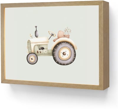 Nachtlampje 40x30 cm - Kinder lamp - Vintage - Tractor - Pastel - Tafellamp kinderkamer draadloos - Slaapkamer lampje - Bedlamp kinderen - Kinderlampje - Wandlamp babykamer - Nachtlampjes