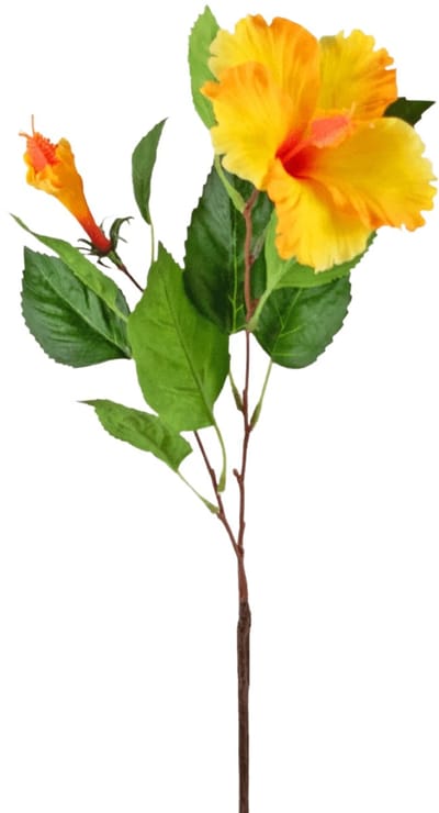 Easyplants | Kunstbloem Hibiscus 64 cm geel | Zijde | Nepbloemen | geel | Onderhoudsvrij | Kant-en-klaar