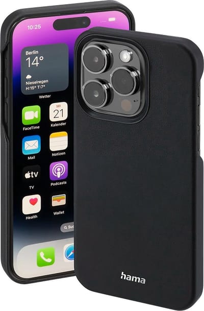 Hama MagCase Finest Sense Cover Hoesje geschikt voor iPhone 14 Pro - Compatibel met MagSafe - Zwart