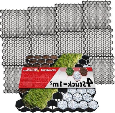 Gazonrooster Kunststof - Honingraatplaten Grindrooster - Opritten Stabiliseren - Zwaar Belastbaar HDPE - 50 x 50 cm - Zwart