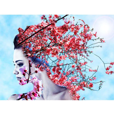 Peinture Diamant Femme Fleur Portrait Image Strass Plein Affichage Broderie Diamant Rond 20X30CM
