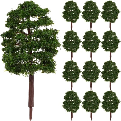 Set van 20 miniatuur bomen voor modelspoorlandschap - 9 cm - Donkergroen - Decoratie voor diorama's, modelbouw en hobbyprojecten
