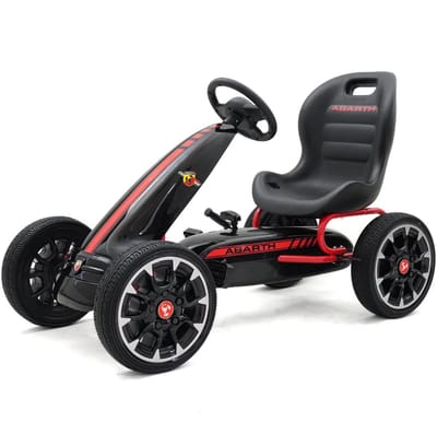 Abarth Skelter 3 tot 7 jaar – Officieel Gelicentieerde Go Kart met Skiddingmodus & EVA-Wielen – Kindervoertuig met Verstelbaar Zadel & Handrem – Zwart