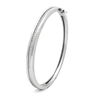 Juwelier Zwartevalk - Zilveren (gerhodineerd) bangle met zirkonia - 26.042