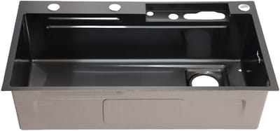 Spoelbak Keuken – RVS 80x45 cm – Dubbele Bak met Temperatuurdisplay – Inclusief Kraan en Snijplank – Voor Moderne Keuken