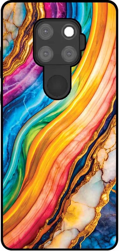 Smartphonica Telefoonhoesje Geschikt voor Huawei Mate 30 Lite met Regenboog Goud Marmer Opdruk - TPU Backcover Case Rainbow Gold Marble Design geschikt voor Huawei Mate 30 Lite