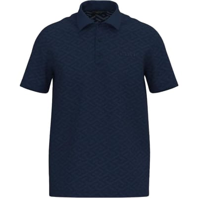Versace Letter Borduurwerk Pullover Korte Mouw Poloshirt Heren Poloshirts Marineblauw 1008500-1A10243-1UE40 M black