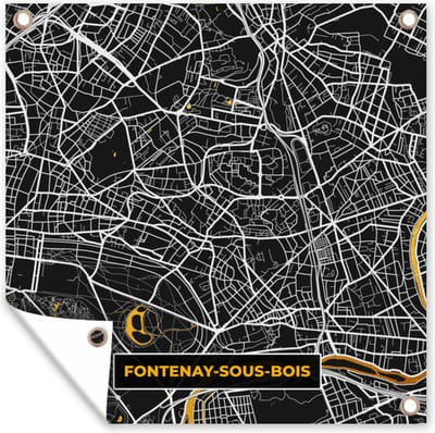 Tuin poster Frankrijk – Fontenay-sous-Bois – Stadskaart – Plattegrond – Kaart - 200x200 cm - Tuindoek