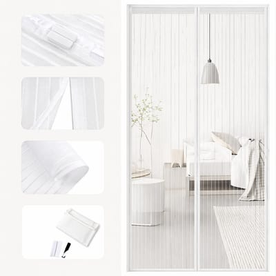 ISRED - Vliegengaas voor deur – Wit - Insectenbescherming - Magnetisch Vliegengordijn - Anti-muggengordijn voor balkondeur en terrasdeur – 2*210cm *50cm