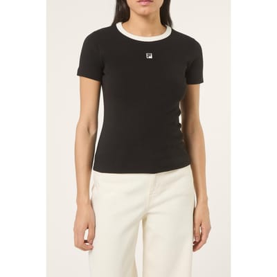 FILA Montebeni Slim Logo Rib T-shirt Black Taglia: XS | Maglie Sportivi Outlet | Donna | Nero