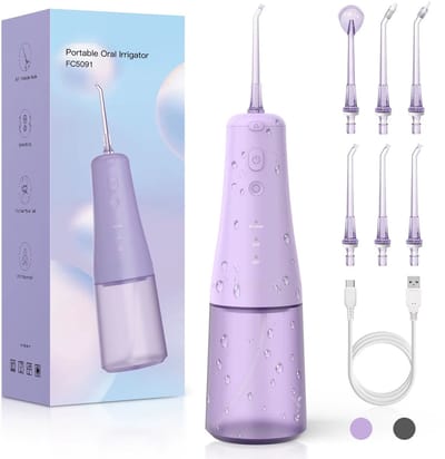 Draadloze Waterflosser – Oplaadbare Monddouche voor Tanden en Tandvlees met 6 Straaltips, IPX7 Waterdicht, 6 Modi, Ideaal voor Reizen en Thuisgebruik - PAARS