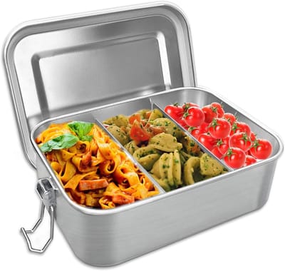 Famanu - Lunchbox roestvrijstalen lunchbox 850 ml met scheidingswand en lekvrije afdichting