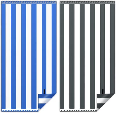 Famanu – XXL strandhanddoek set van 2, 90 x 180 cm, sneldrogende microvezel, zandvrije badhanddoek voor strand en zwembad