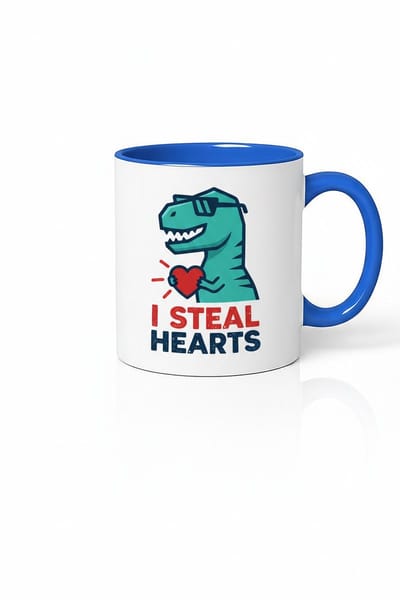 Dinosaurus Mok 'I Steal Hearts' - T-Rex met Zonnebril - Grappig Liefdes Cadeau