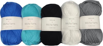 Bollen Bundel - 80% katoen 20% acryl breiwol - 5 bollen haakgaren – 5 x 100gram - Sapphire (007) – Cuddly Cotton - Micha Yarns