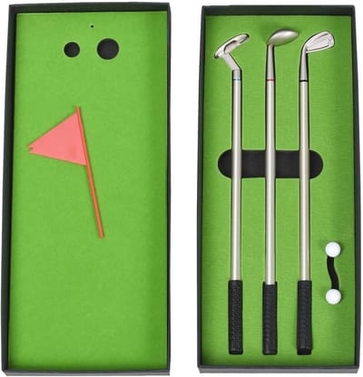 Golf Pen - Bureau Golfspel - Kantoor Ontspanning - Realistische Grasmat - 25 cm - Enkel Kenmerk