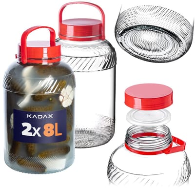 KADAX-pot Glazen pot 8L met dop en handvat voor het inleggen van kool Pakket 2