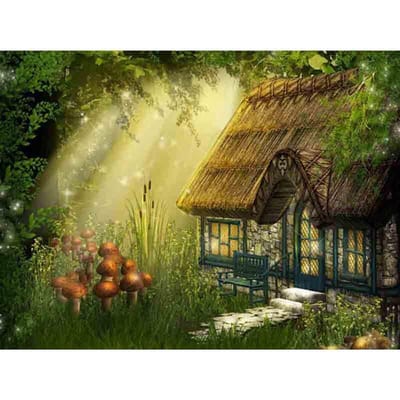 Diamant schilderij landschap tuin huis boom volledige ronde diamant borduurwerk kruissteek 20X30CM beige