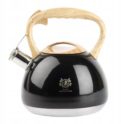 Karl Hausmann Odelia 3L zwart geëmailleerde waterkoker met fluitje