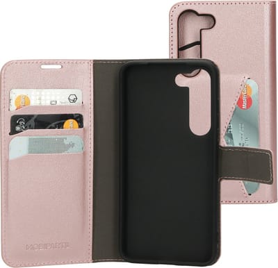 Mobiparts hoesje geschikt voor Samsung Galaxy S23 - Wallet/Boekhoesje - Eco Leer - Magneet Sluiting - Opberg vakken - Roze