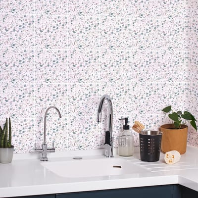 Zelfklevende tegelmuurstickers voor keuken en badkamer - 24 terrazzo tegelstickers - 24 stickers 10x10cm