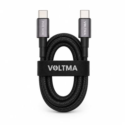 Voltma PHB60BCC USB-C oplaadkabel - 1.2 meter 60W USB-C naar USB-C kabel - QC2.0 60 Watt snellader - gevlochten datakabel met 5000+ bochten buigflexibiliteit - snellaadkabel - Type C telefoonoplaadkabel voor iPhone, Samsung, Macbook en Laptop - Zwart