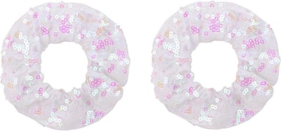 Set van 2 Elastische Satijnen Scrunchies met Pailletten voor Vrouwen en Meisjes - Haaraccessoires voor Ponytails en Styling