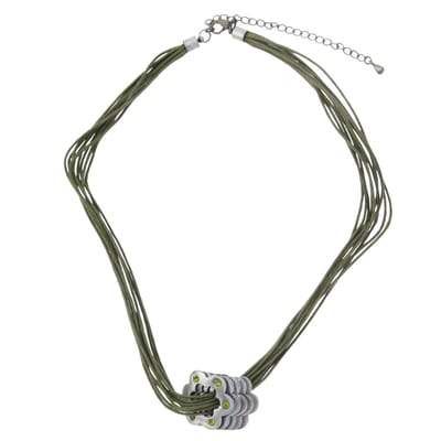 Behave - Ketting groen met bloem hanger en steentjes - Modeaccessoire voor elegante outfits - Lengte 40 cm