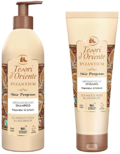 Tesori d’Oriente Byzantium Haarverzorging Set - Shampoo & Conditioner | 1x 250 ml & 1x 200 ml - Zwarte Roos & Labdanum | Herstel & Verzorging
