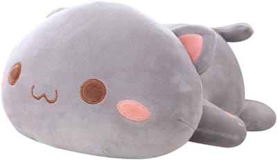 Grote Grijze Kat Pluche Knuffeldier, 50 cm Zacht Pluche Kussen voor Kinderen en Volwassenen