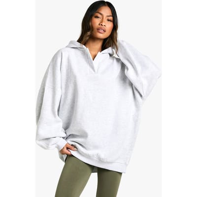boohoo Dames Notch Neck Balloon Sleeve Oversized Hoodie | Asgrijs | Maat: Large