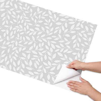 Coloray Meubel Wrap Folie - Wit Meubelfolie - 65x130 cm - Decoratiefolie Zelfklevend Bladerenpatroon - Meubelfolie Zelfklevend - Minimalist Meubelfolie - Wrapfolie Keuken - Wanddecoratie - Bloemen en planten
