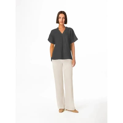 V-hals blouse voor dames Haris Cotton Essentials Front Pleat