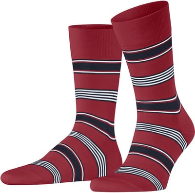 FALKE Marina Stripe versterkt duurzam katoen sokken heren rood - maat 39-40