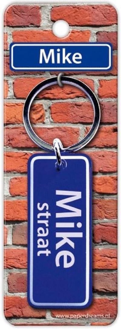 Paper Dreams Sleutelhanger Straatnaam Mike 9 Cm Staal Blauw