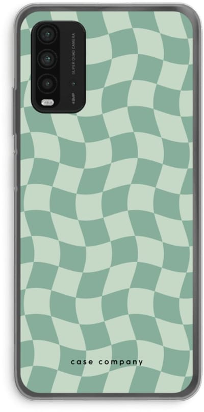 Case Company® - Hoesje geschikt voor Xiaomi Redmi 9T hoesje - Grid Groen - Soft Cover Telefoonhoesje - Bescherming aan alle Kanten en Schermrand