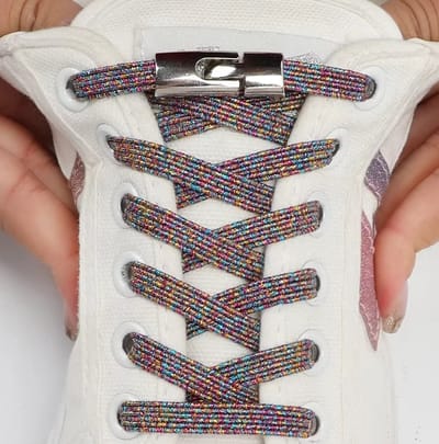 *** Kleurrijke Confetti Regenboog Elastische Veters - Magnetische Sluiting - Kinderen - Zelfsluitend - Makkelijk Strikken - Elastisch - van Heble® ***
