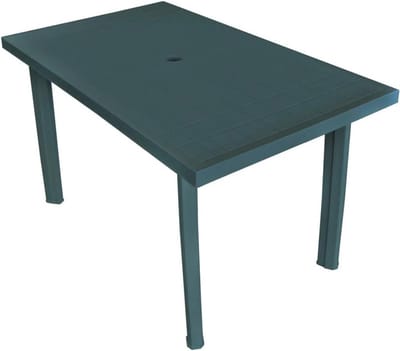 Rechthoekige Buitentafel met Afneembare Poten en Parasolgat - Groen