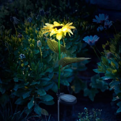 1x Solar Zonnebloem Tuinlamp – 75 Cm – 8 Warm Witte LED’s – Met Grondspies – Op Zonne-Energie – Automatisch Aan Bij Schemer – Decoratieve Buitenverlichting Voor Tuin, Balkon En Bloembed [11762]