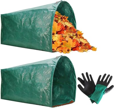 Bladverzamelzak - Stofblik met handschoenen - Tuinonderhoud - Eenvoudig verzamelproces - 200L - Groen