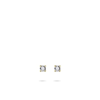 Jewels Inc. - Oorbellen - Oorstekers - Solitaire gezet met Zirkonia - 3mmØ - 14 Karaat Geelgoud