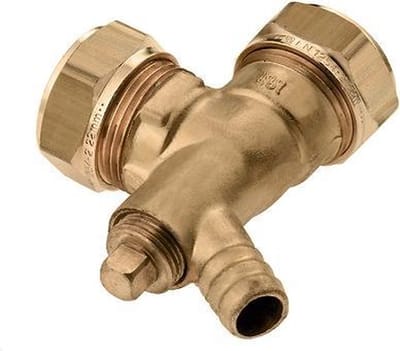 Bonfix knelkoppeling - Kniekoppeling met aftapgelegenheid - 22mm x 22mm - Messing