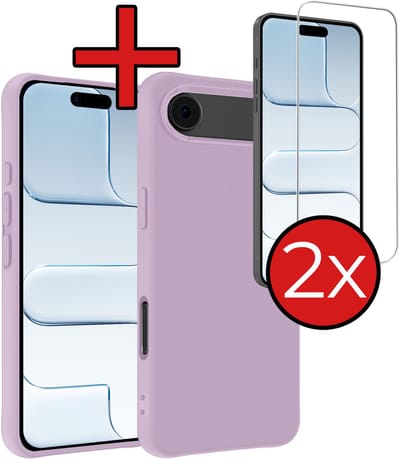 Hoesje - Met 2x Screenprotector - Geschikt voor Apple iPhone Air - Sterk & Shockproof - Telefoon Hoes - Back Cover - Siliconen Case - Telefoonhoes - Lila