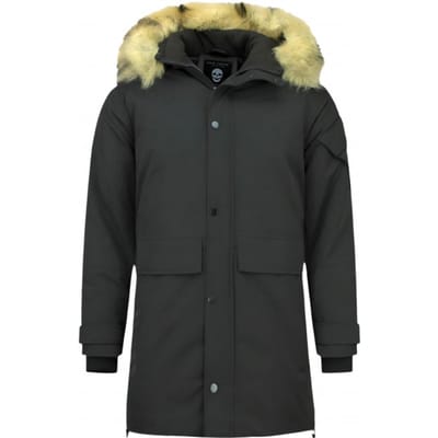 Lange Parka Jas Heren - Met Bontkraag - Zwart