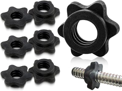 Set van 6 hexagonale dumbbell moeren - slipvaste snelontgrendelbare clips voor dumbbells (Zwart, 25 mm) - ideaal voor fitness en krachttraining