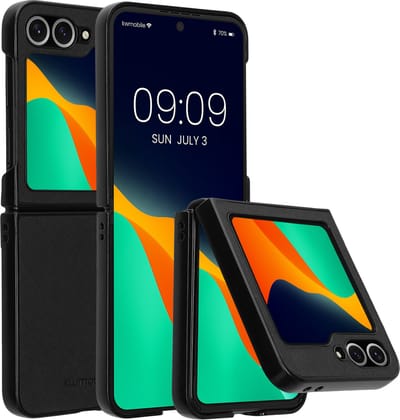 kwmobile Hoesje geschikt voor Samsung Galaxy Z Flip6 - 2-delig telefoonhoesje in zwart - Imitatieleer