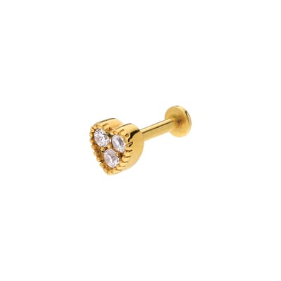 Lucardi - Dames Stalen goldplated helixpiercing met zirkonia - Piercing - Staal - Goudkleurig