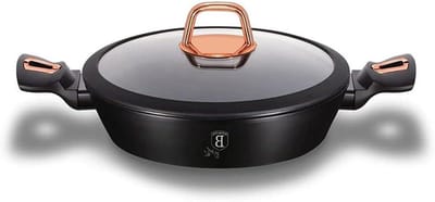 Ondiepe Pan - Kookpan Koekenpan - Lekker Koken - Energiebesparend Inductie - 28 cm 3.8L - Zwart Rosegoud